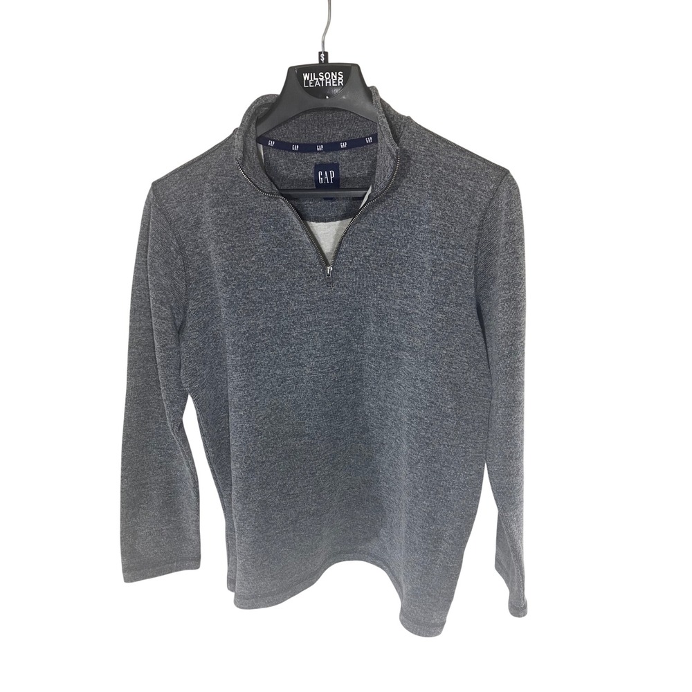 Men Medium Gap Gray Pullover Mock Neck Long Sleeve 1/4 Zip Casual Activewear Top